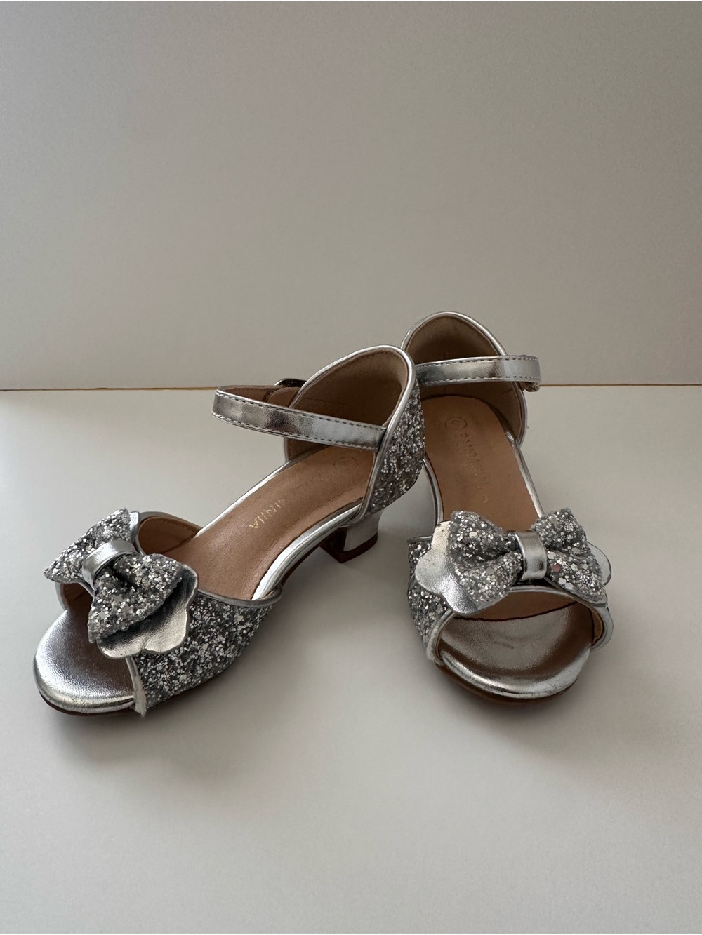 Girls Silver Glitter Bow Sandals - Kids